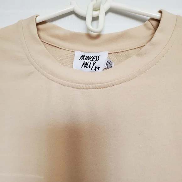 PRINCESS POLLY OVERSIZE SHIRT PULLOVER  CREW NECK LONG SLEEVES CREAM WOMENS (2) - Picture 3 of 16